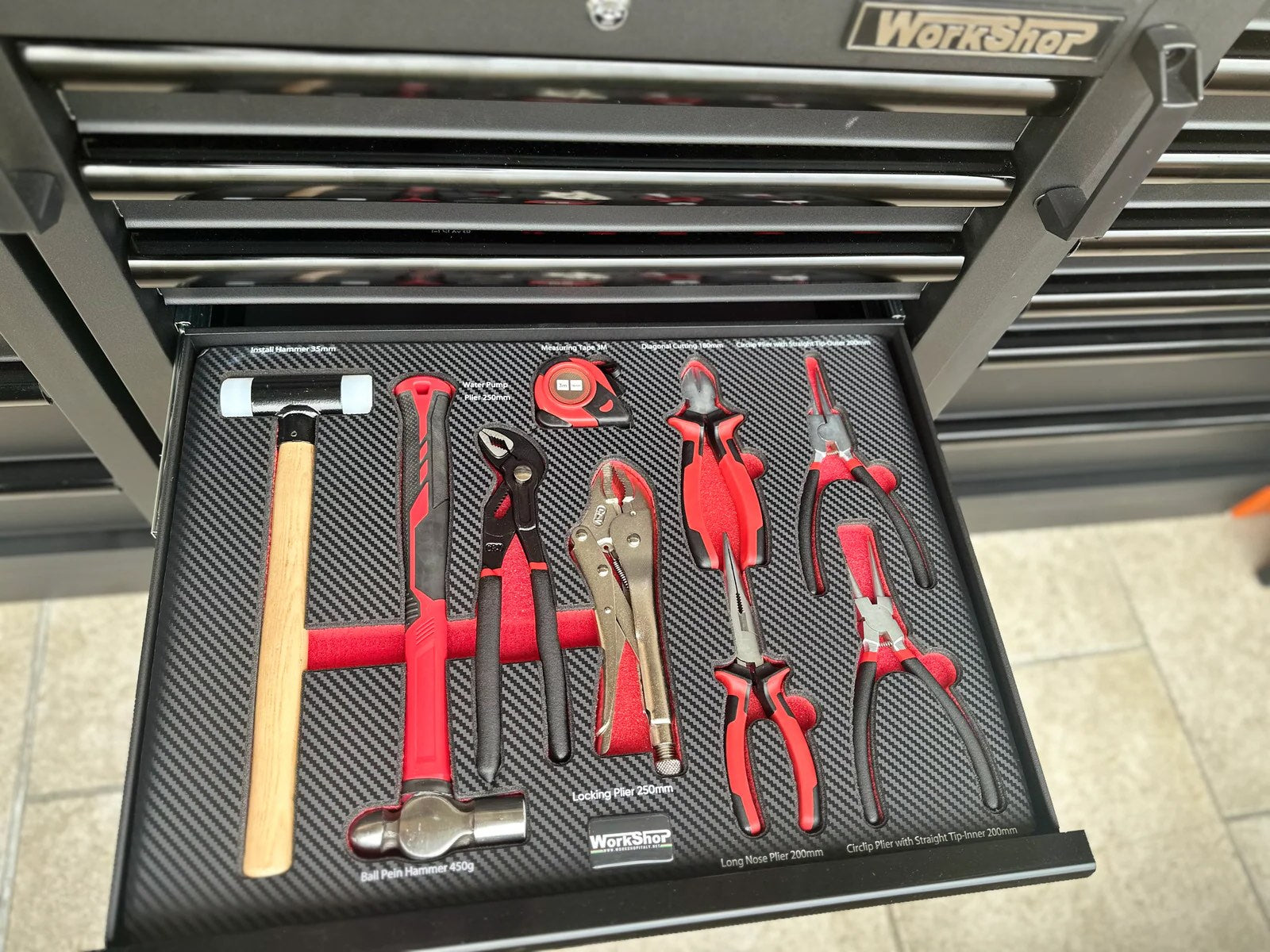 Allestimento set 172 utensili Carbon Look per Arredo Officina Workshopitaly MPS Total Black