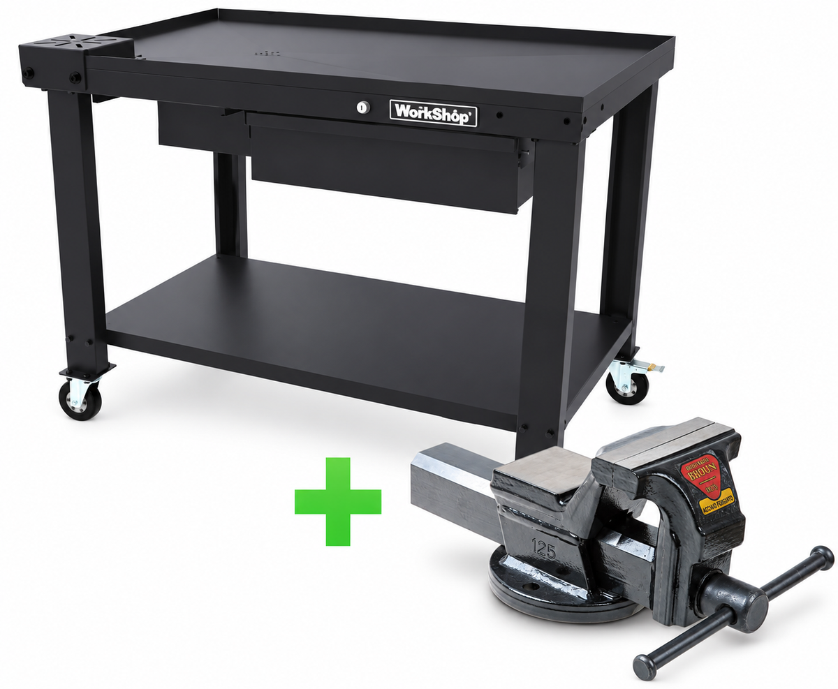 Banco recupero olio con supporto morsa Workshopitaly Total Black Completo di Morsa 125mm