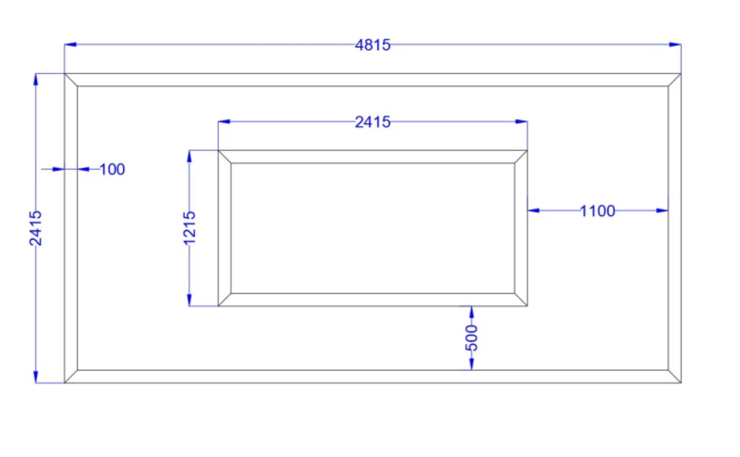 Lampada Led da soffitto doppio rettangolo 4,8 x 2,4 mt