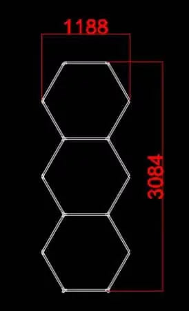 Luce led esagonale a soffitto 3 elementi 3mt x 1,2mt