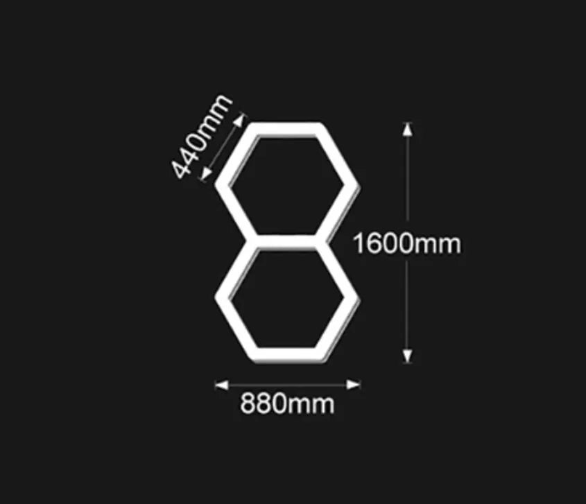 Luce led esagonale a soffitto 2 elementi 1,6mt x 1mt