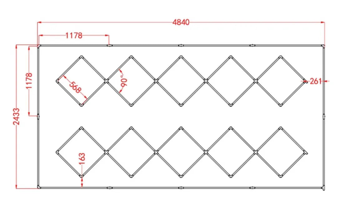 Luce led quadre a soffitto 10 elementi e cornice 4,8mt x 2,4mt