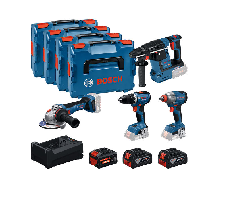 Set di 4 utensili da 18 GSR 18V-65, GDX 18V-285, GBH 18V-26, GWS 18V-11 Professional