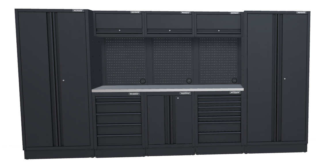 Arredo Officina Workshopitaly MPS 32 inox 3,9 mt. Total Black