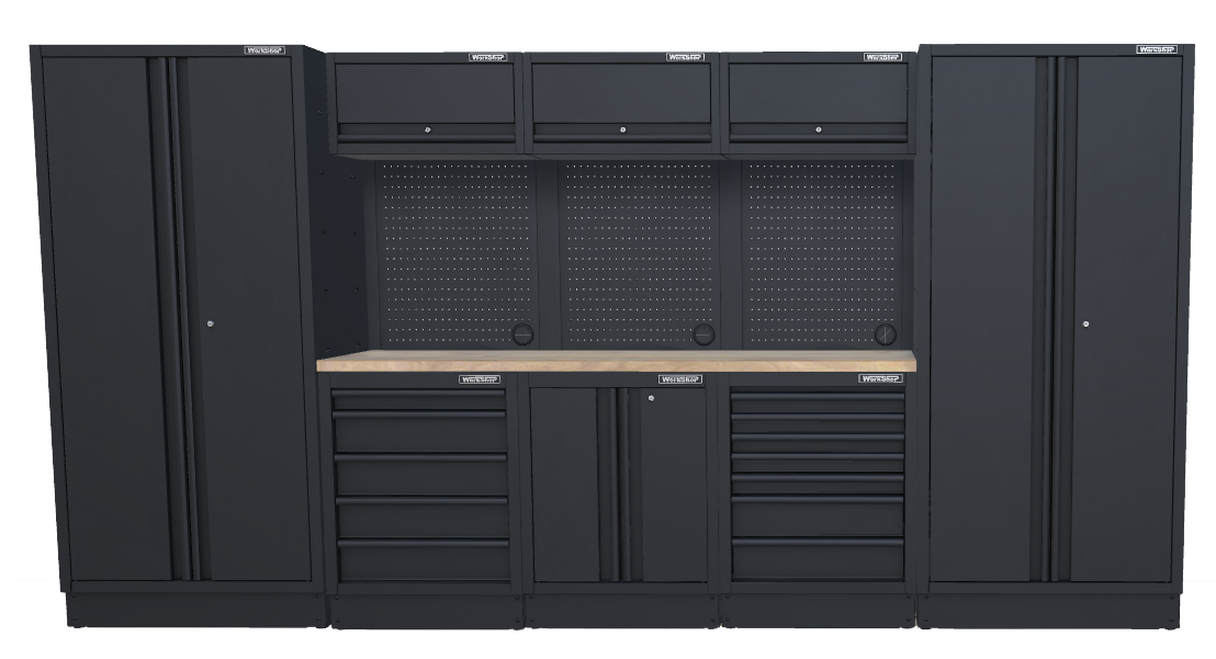 Arredo Officina Workshopitaly MPS 32 legno 3,9 mt. Total Black