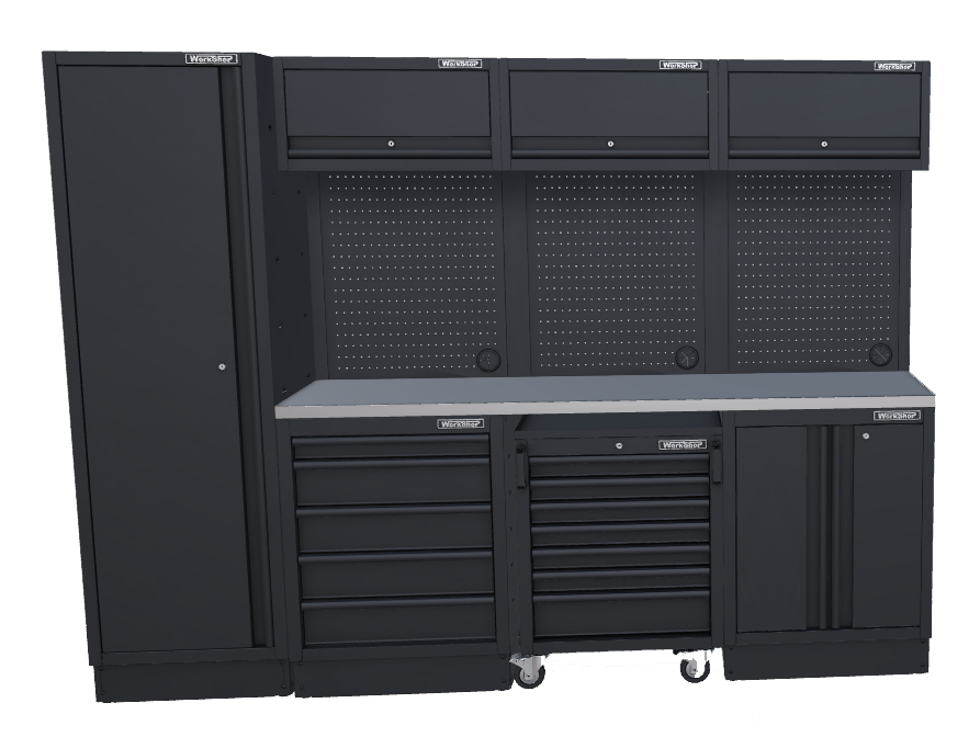 Arredo Officina Workshopitaly MPS 28 inox 2,64mt. Total Black