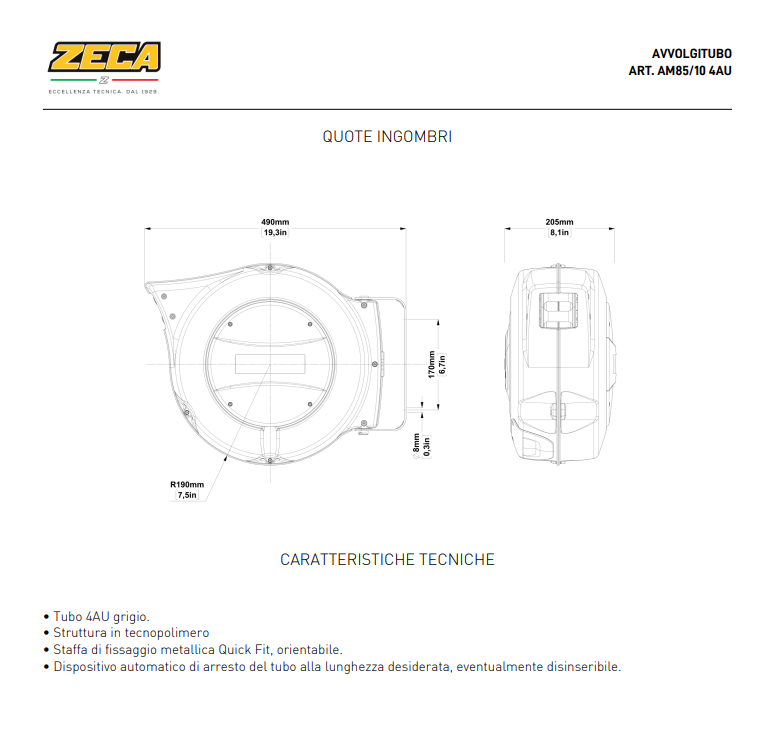 Avvolgitore automatico 16mt. Zeca AM85/10
