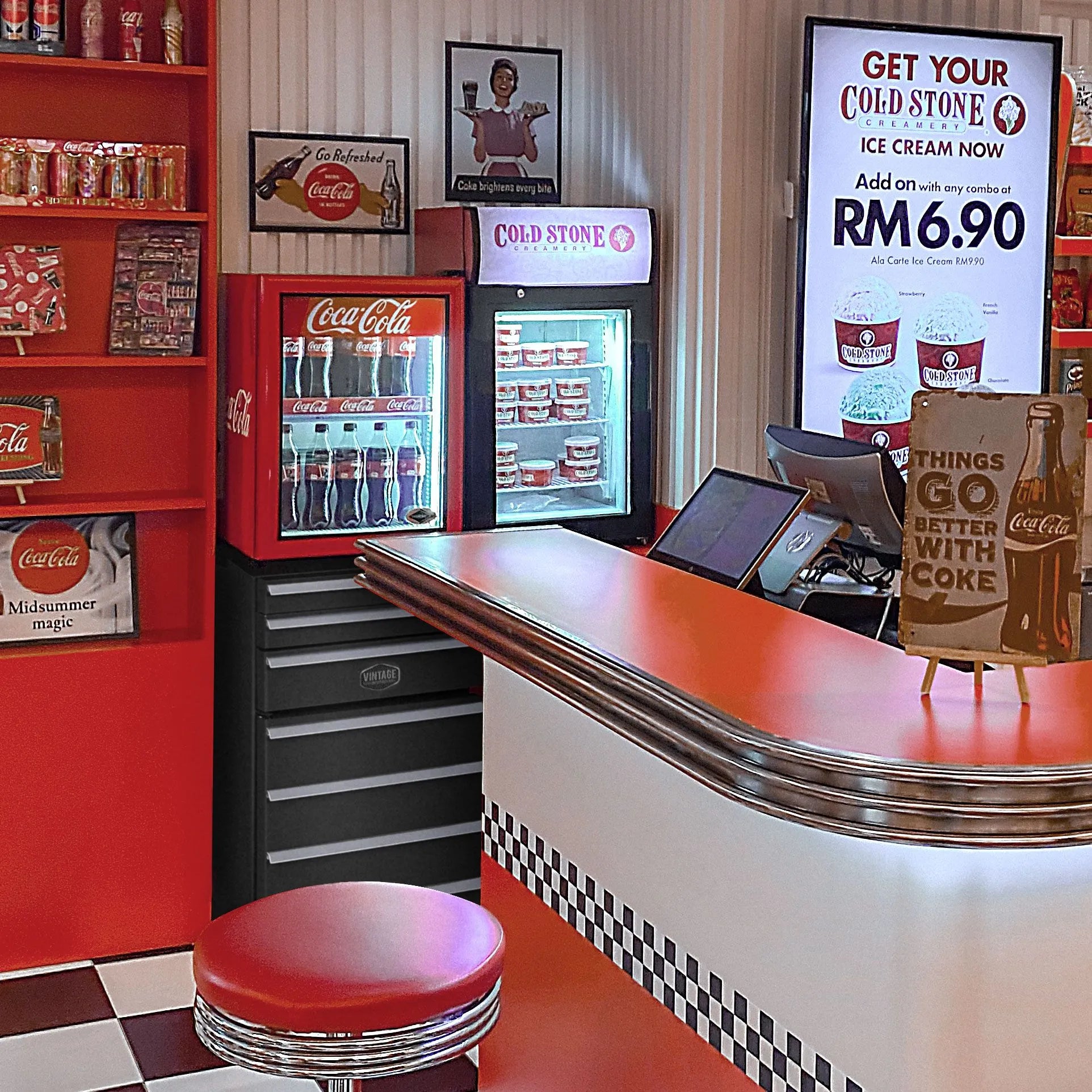 Carrello Vintage Frigorifero 50lt. 3 cassettiFull Black