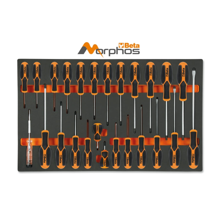 Vassoio morbido in EVA giraviti Morphos per viti lama piatta, Phillips® e Torx® Beta M195MH