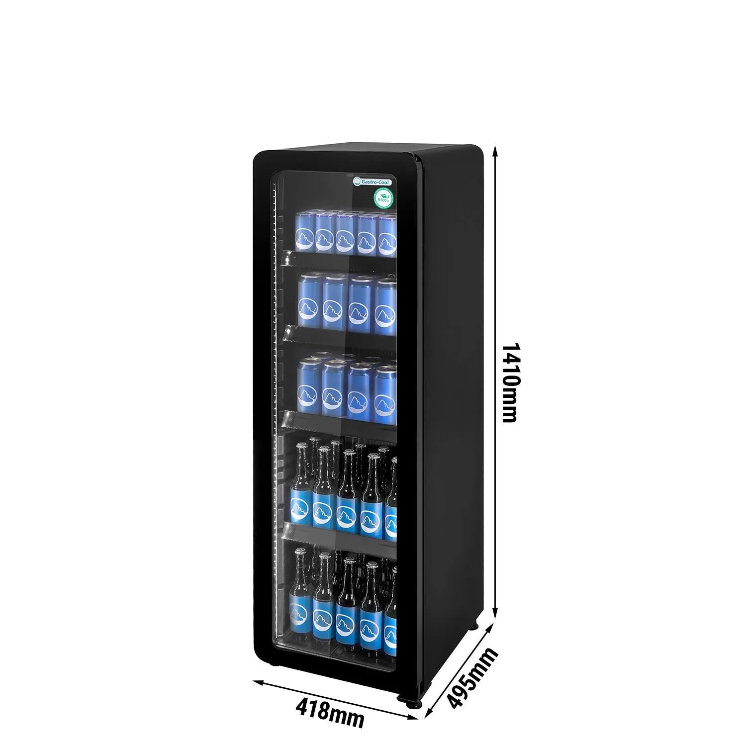 Frigorifero con porta in vetro 135 litri Full Black officina