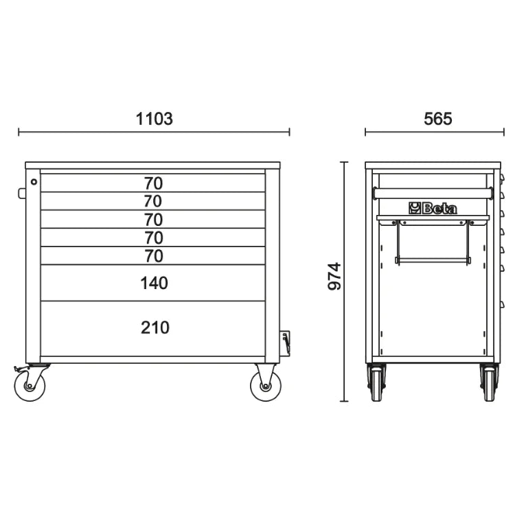 Cassettiera carrello BETA RSC24AXLP/7