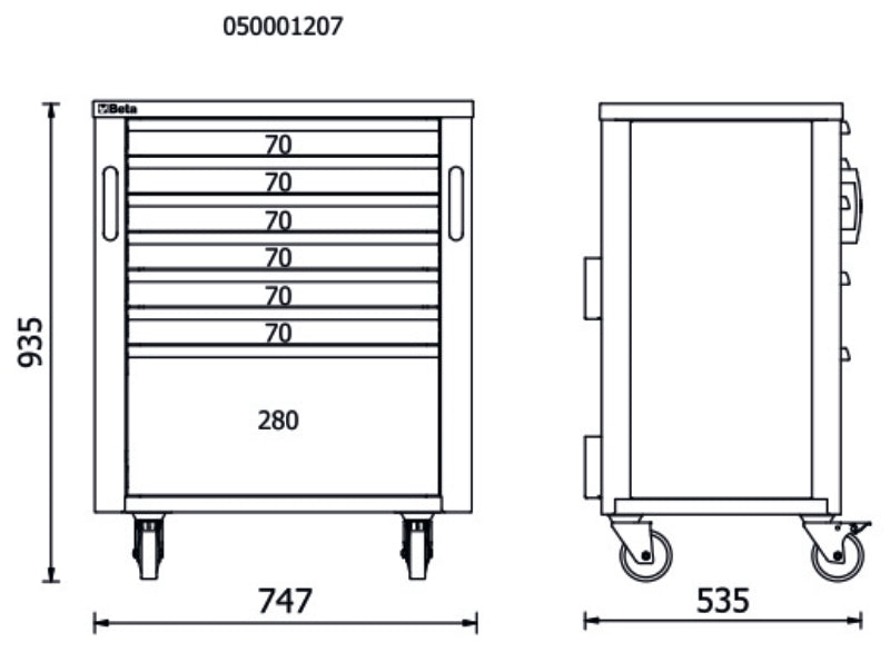 Cassettiera mobile con 7 cassetti per arredo officina RSC50 2.0 Beta RSC50 2.0 C7