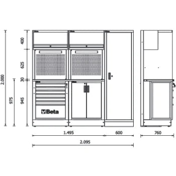 Combinazione arredo officina RSC50 2.0 con 223 utensili Beta RSC50 2.0 D/223UT