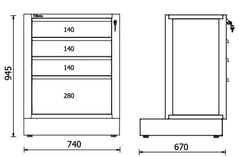 Modulo fisso con 4 cassetti per arredo officina RSC50 2.0 Beta RSC50 2.0 M4