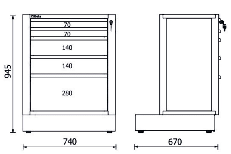 Modulo fisso con 5 cassetti per arredo officina RSC50 2.0 Beta RSC50 2.0 M5