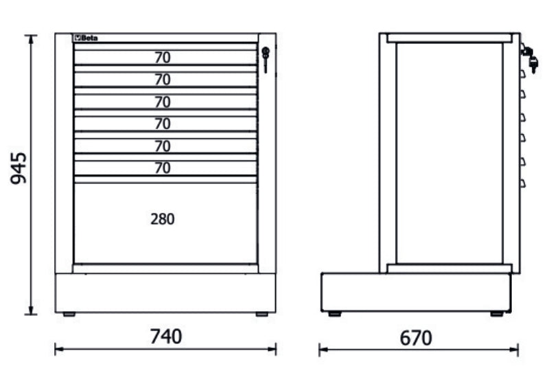 Modulo fisso con 7 cassetti per arredo officina RSC50 2.0 Beta RSC50 2.0 M7
