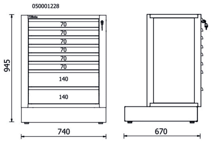 Modulo fisso con 8 cassetti per arredo officina RSC50 2.0 Beta RSC50 2.0 M8
