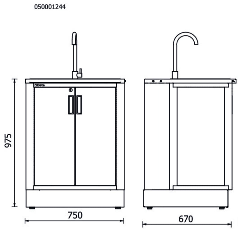 Modulo fisso con lavandino integrato per arredo officina RSC50 2.0 Beta RSC50 2.0 ML