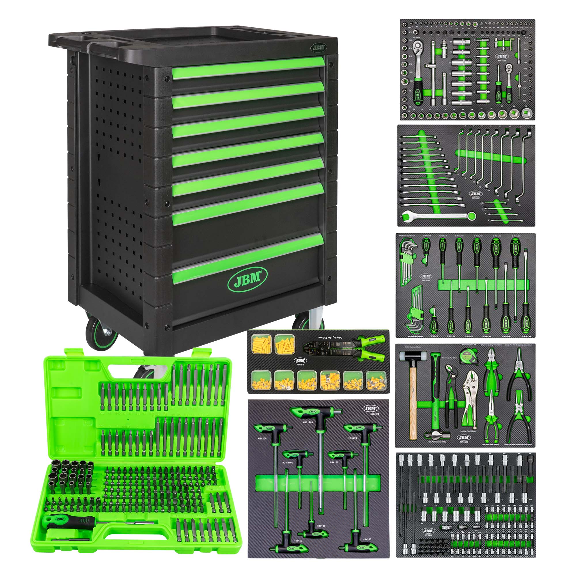 53904 CARRELLO A 7 CASSETTI DOTATO CON 493 PEZZI JBM SERIE520