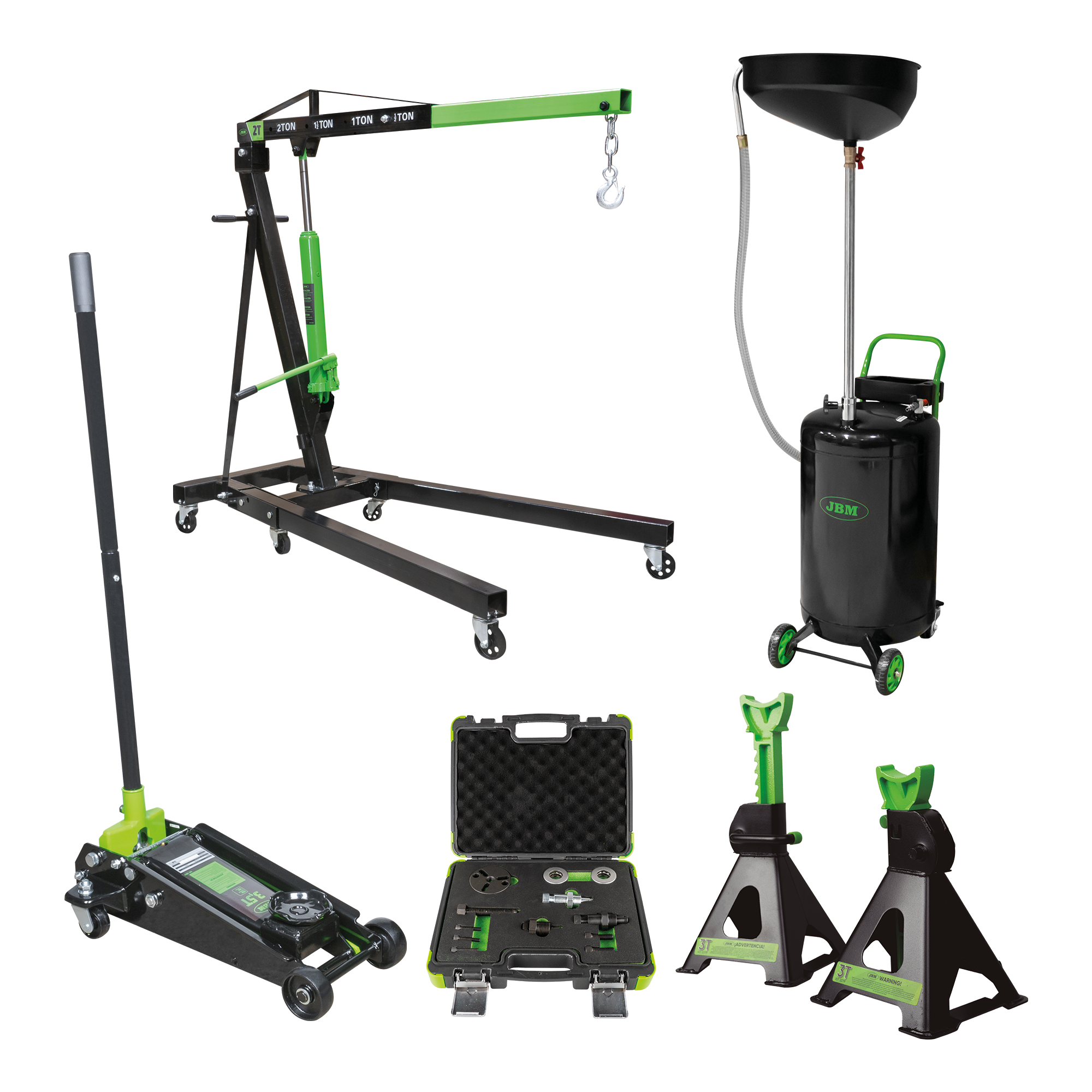 Set officina JBM 552 GRUETTA + SOLLEVATORE CRICK + RECUPERATORE OLIO + CAVALLETTI + SET FRIZIONI