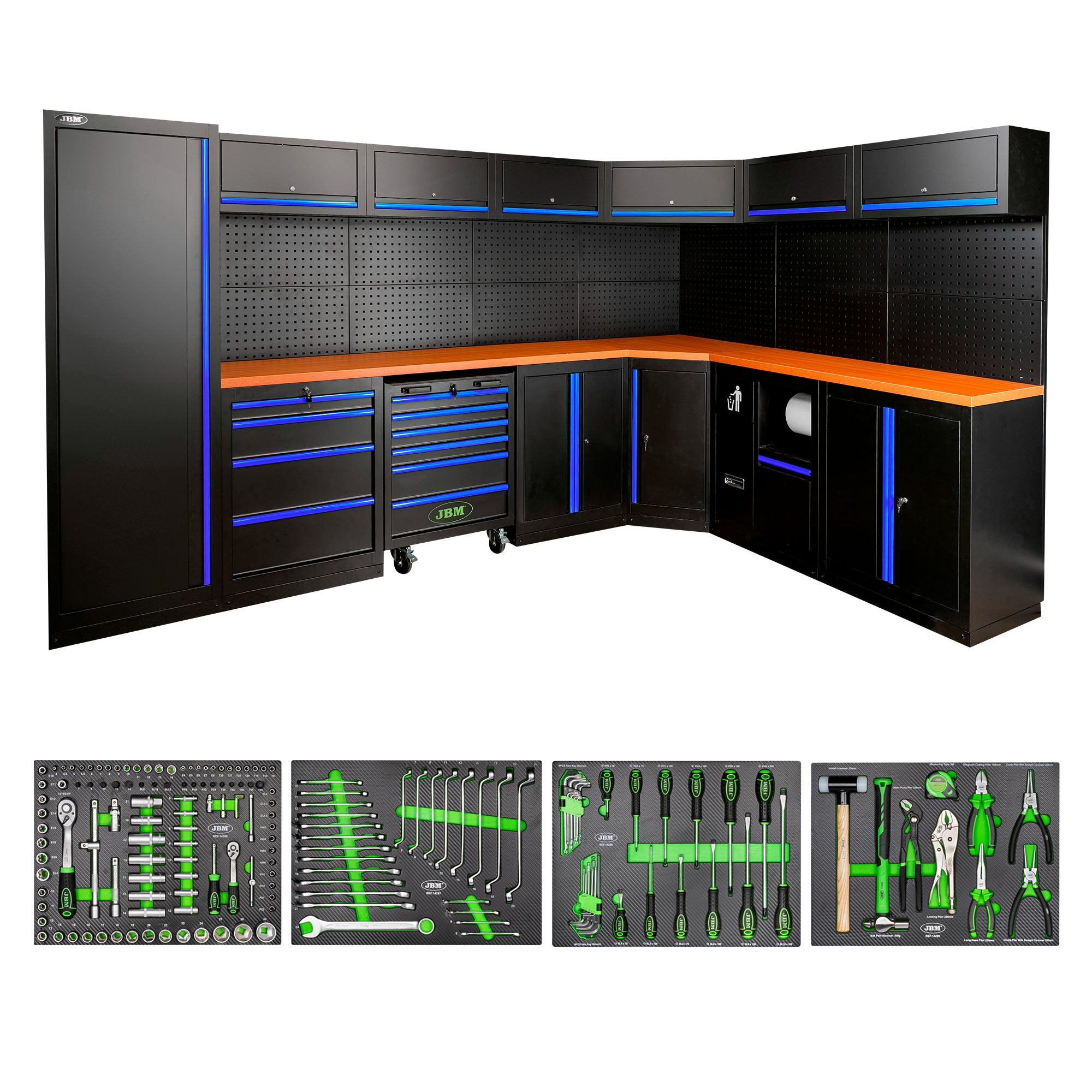 Arredo Officina Jbm profili blu 565 angolare completo di utensili