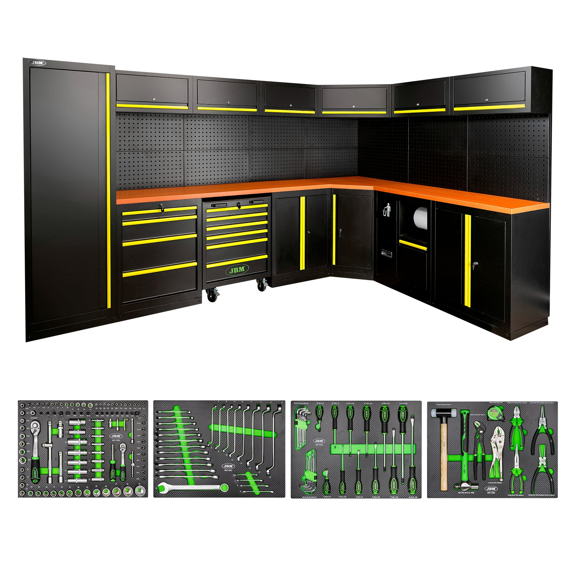 Arredo Officina Jbm profili gialli 565 angolare completo di utensili