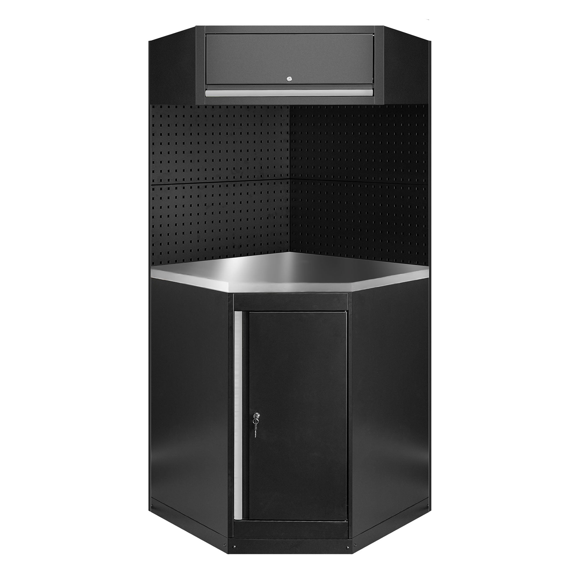 Angolo Arredo Garage Officina JBM ESTENSIONE profili argento PIANO INOX