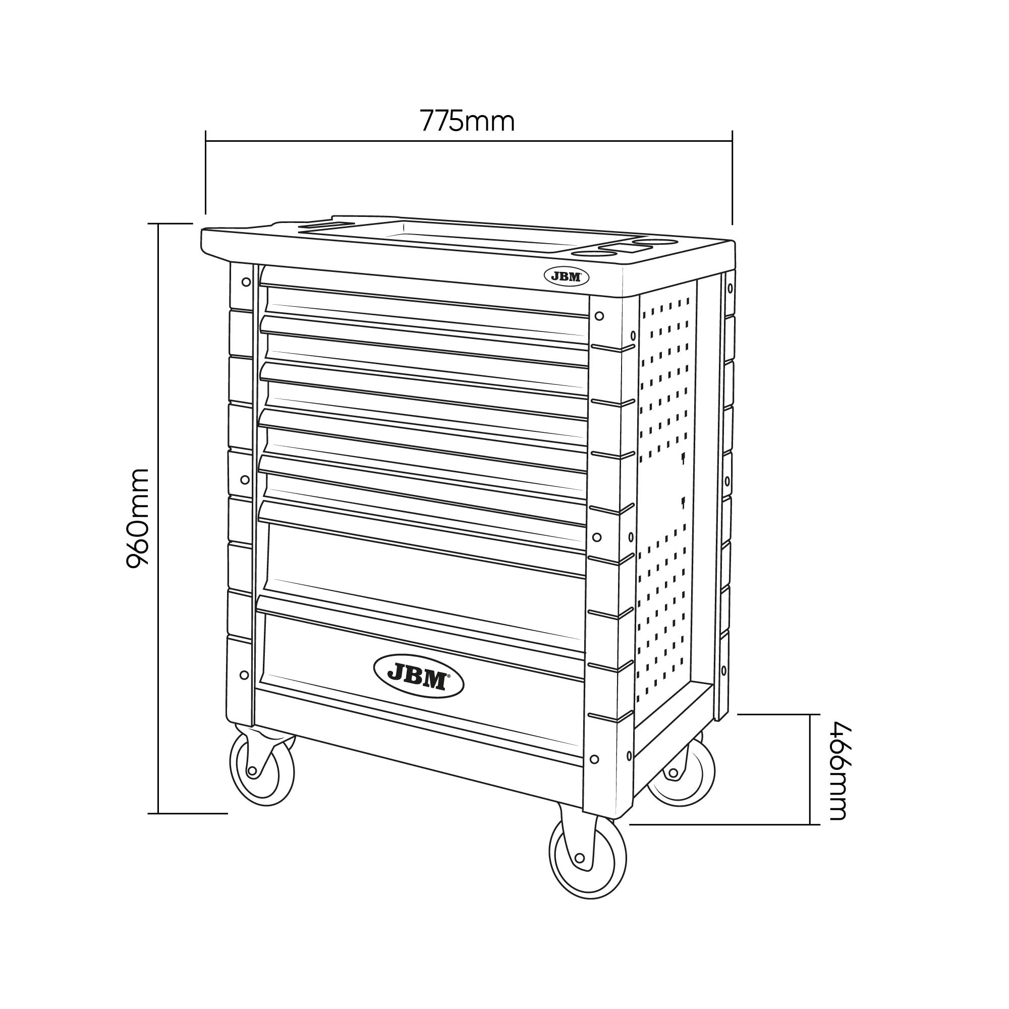 CARRELLO CON 7 CASSETTI ROSSO - VUOTO 53762 JBM