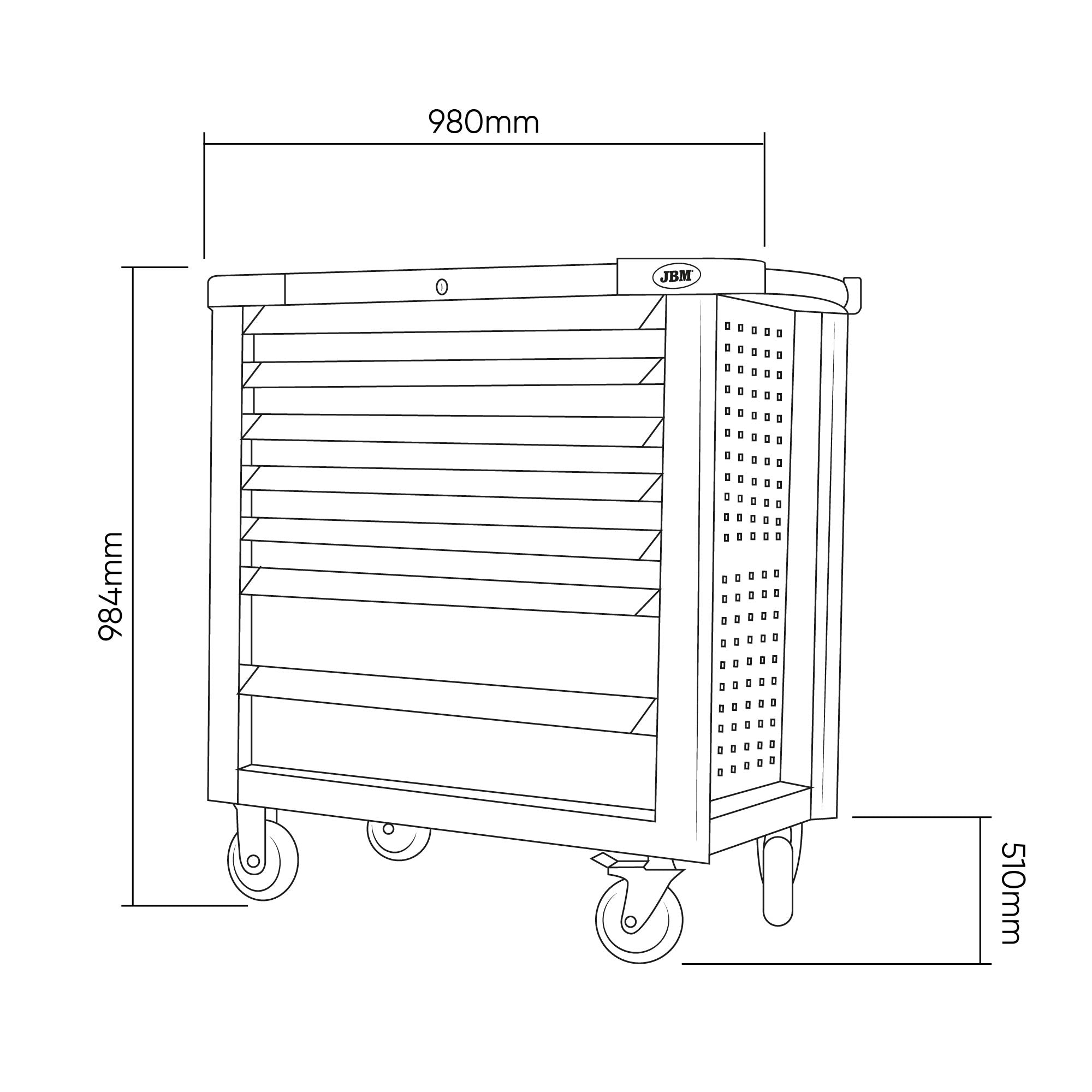 CARRELLO XL CON 7 CASSETTI ROSSO - VUOTO 53870 JBM