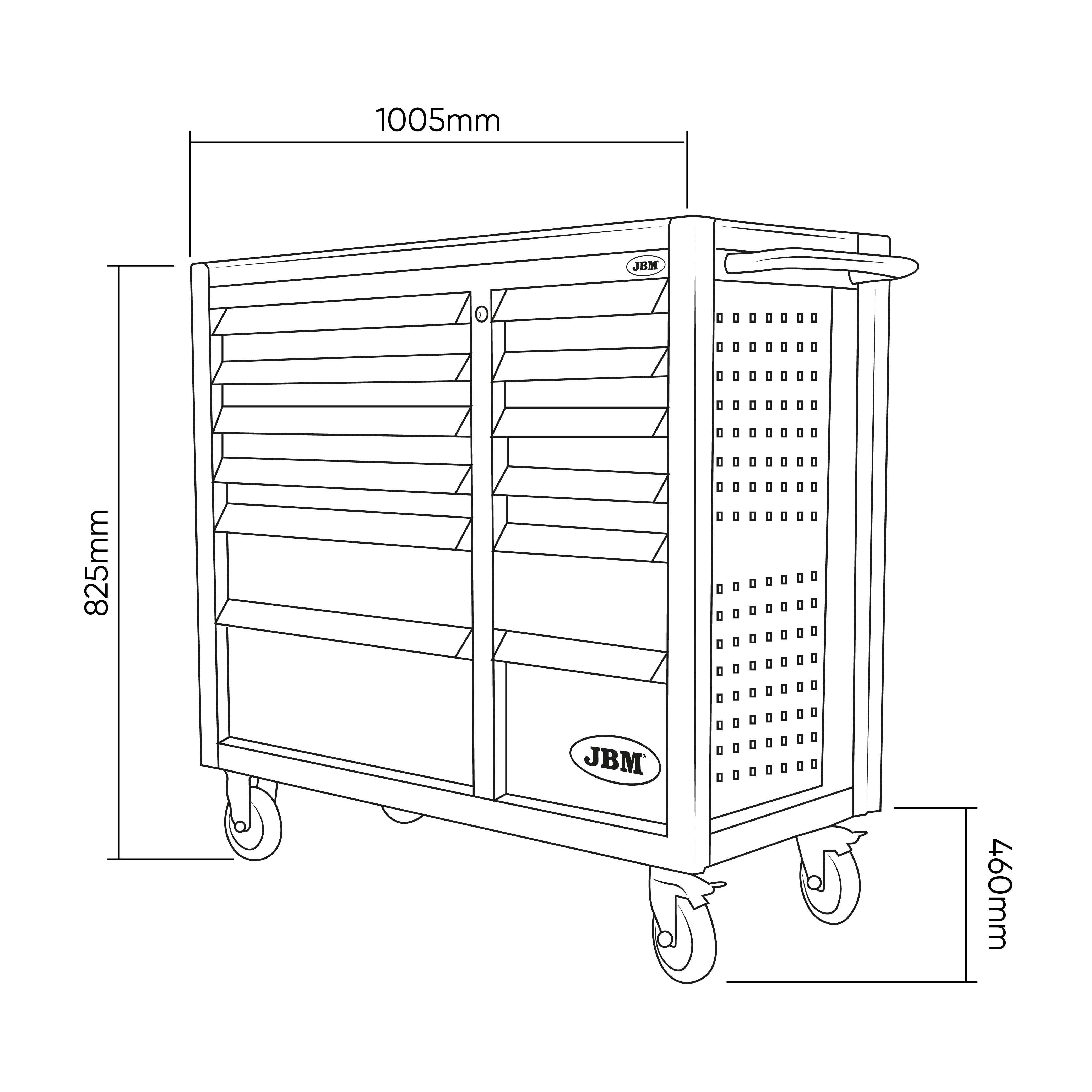 CARRELLO CON 12 CASSETTI CON ATTREZZATURA INCLUSA JBM 53939