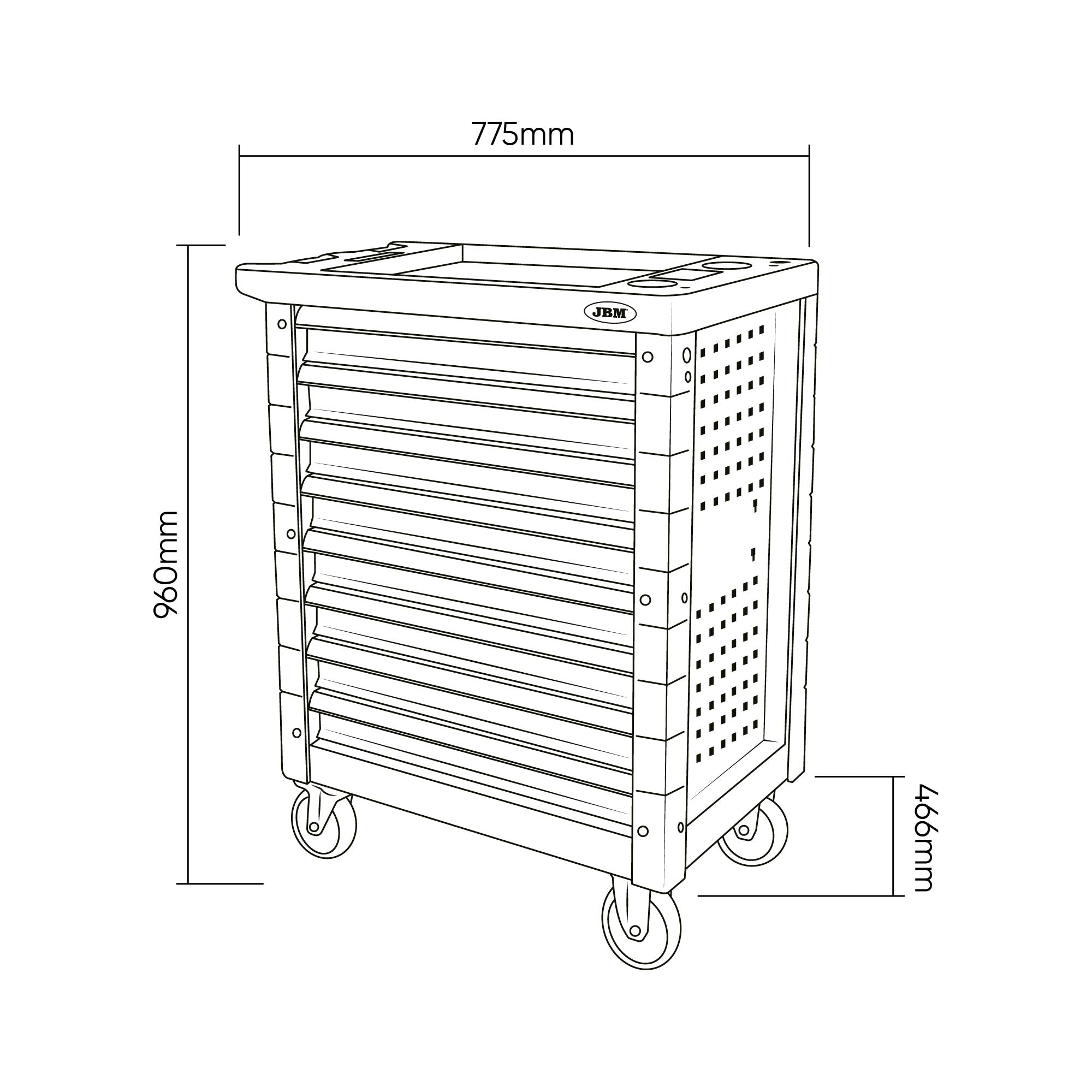 CARRELLO UTENSILI 8 CASSETTI UGUALI VERDE - VUOTO 54296 JBM