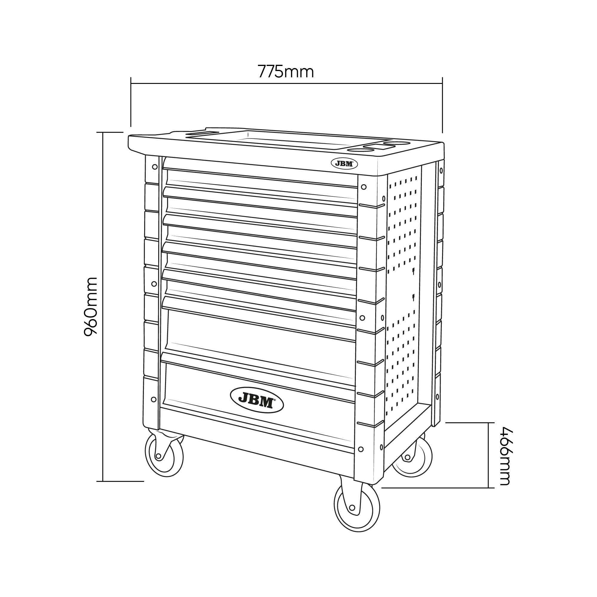 CARRELLO CON 7 CASSETTI BLU - SPECIALE KIT MESSA IN FASE 54501 JBM