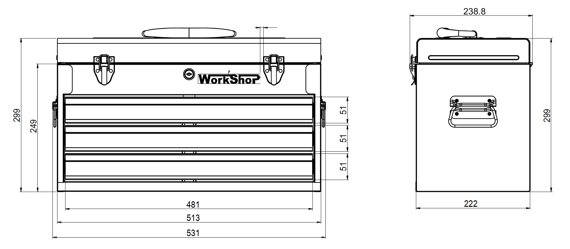Cassettiera 3 cassetti mobile Workshopitaly Total Black Motorsport