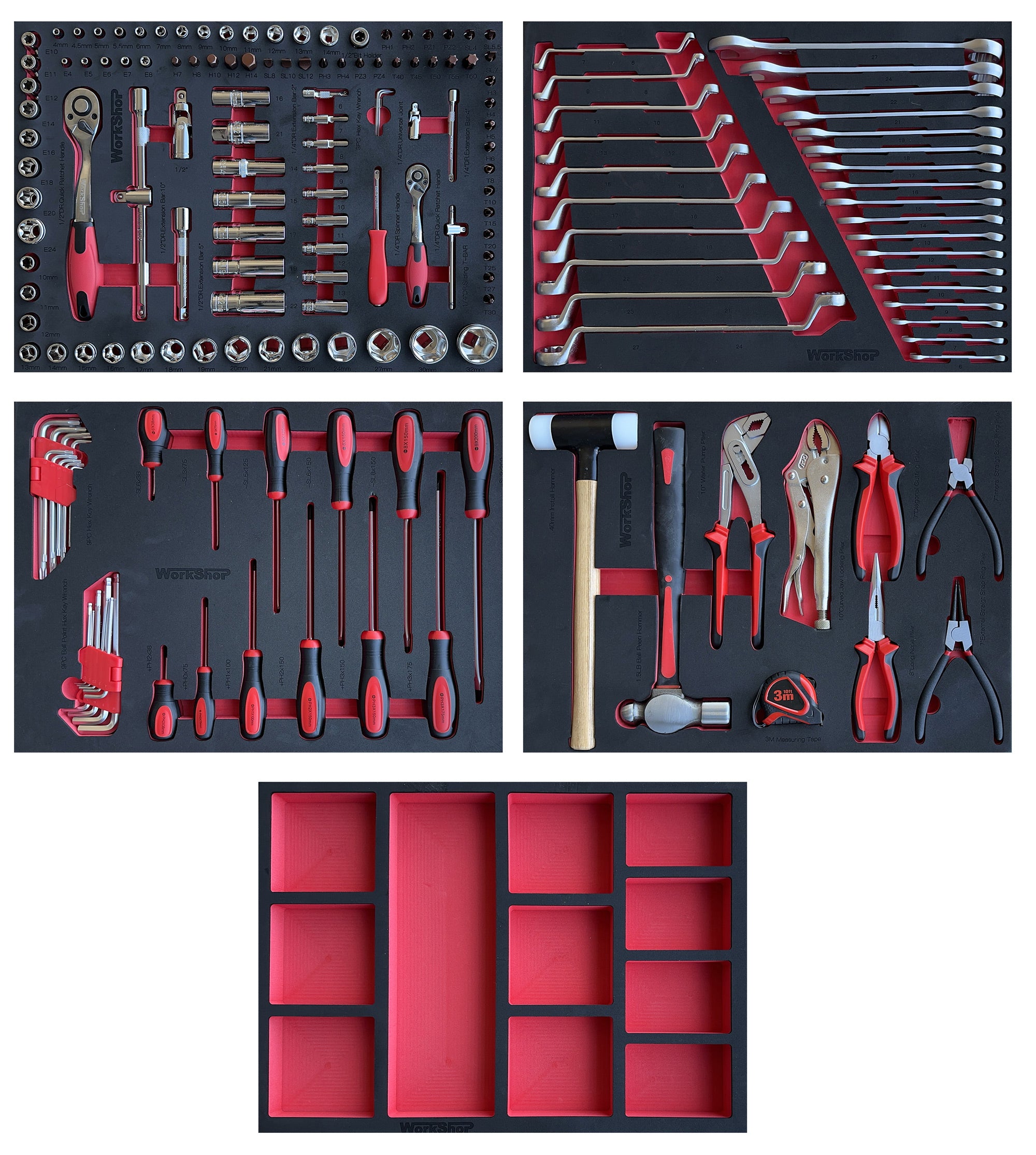 Allestimento set 172 utensili in termoformato morbido per Arredo Officina Workshopitaly MPS Total Black