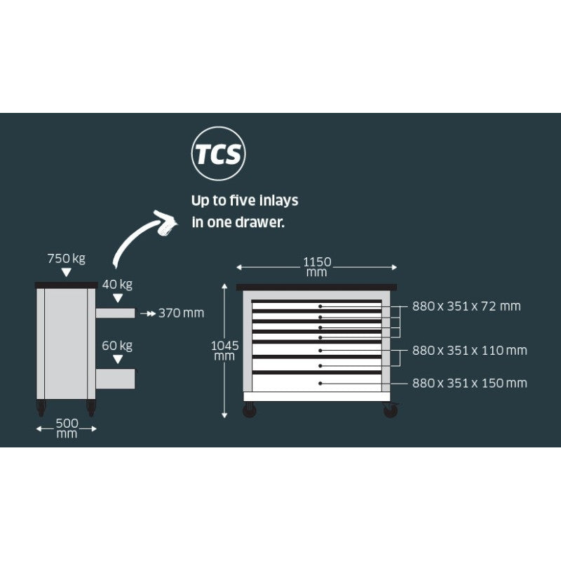 Banco da lavoro WB625 con 7 cassetti - VUOTO - STAHLWILLE