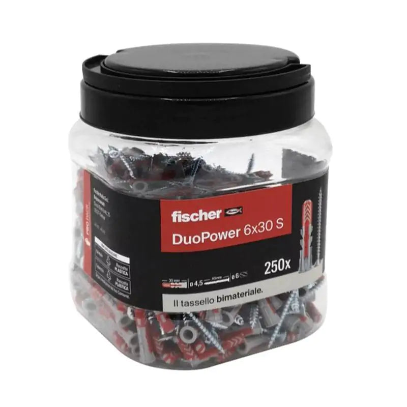 Tasselli Fischer DUOPOWER S 6 con vite scatola da 250pz.