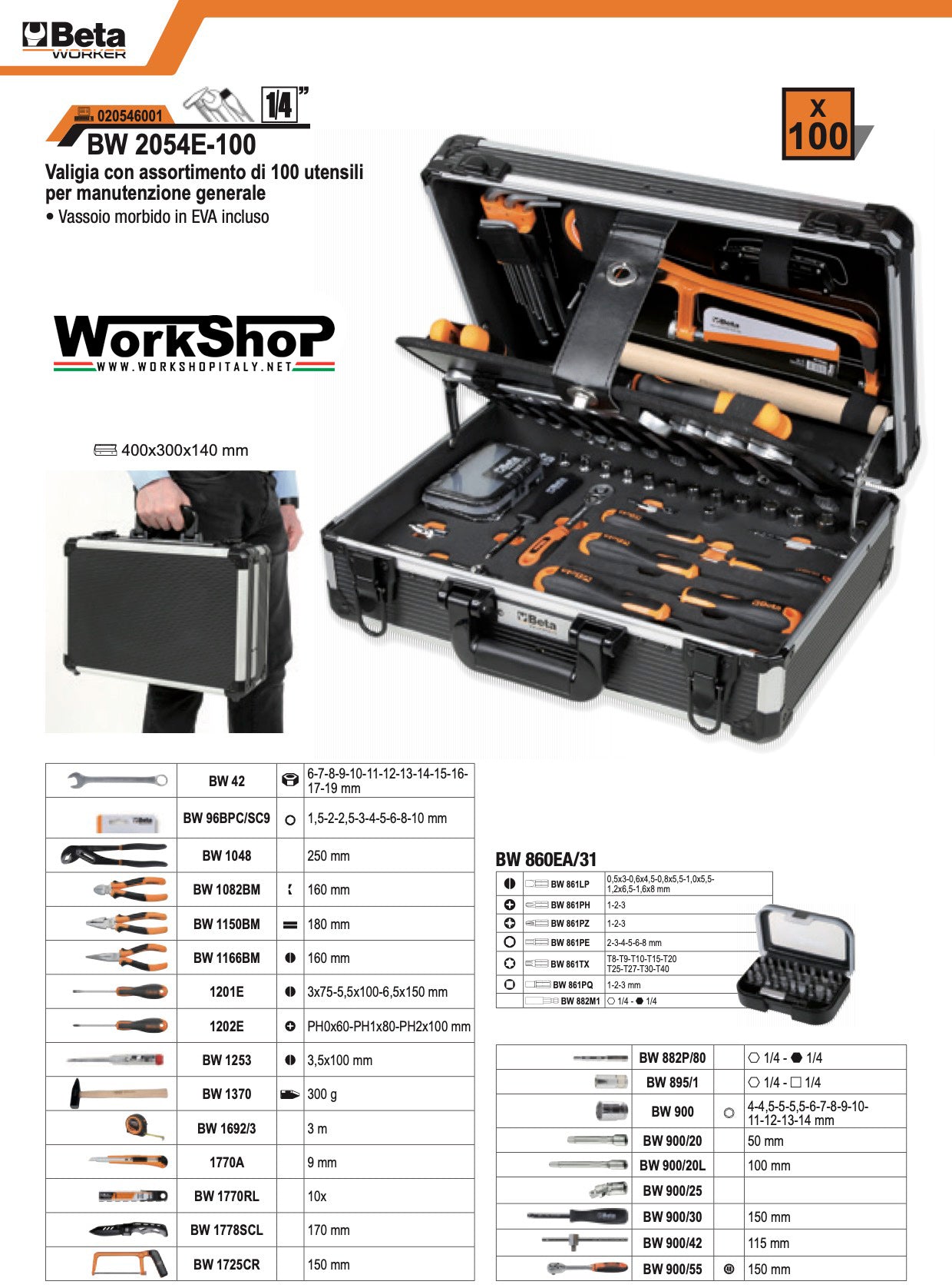 Valigia allestita Beta BW 2054E-100 UTENSILI