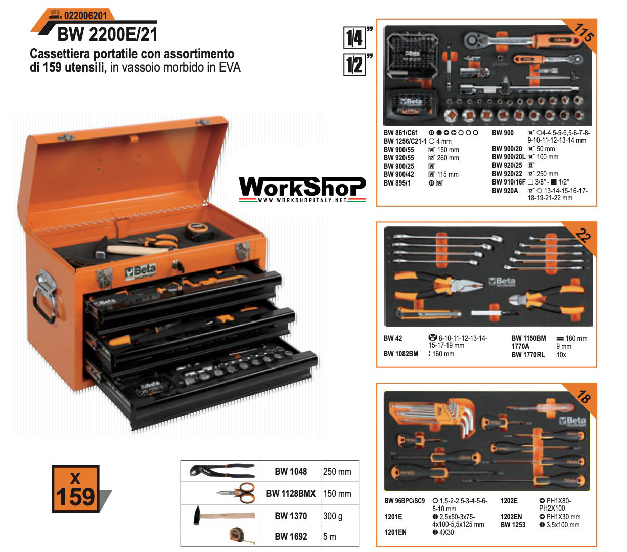 Cassettiera BW C22E 159 utensili Beta BW 2200E/21