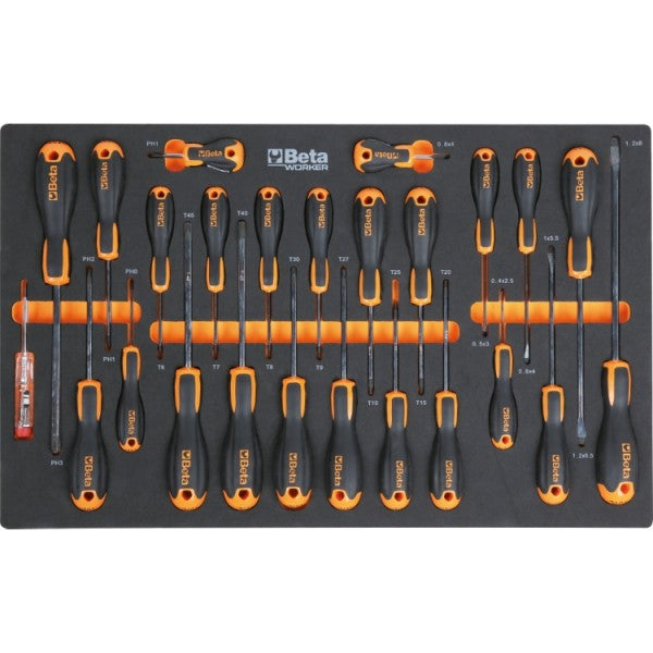 Cassettiera mobile con nove cassetti, con sistema antiribaltamento, modello lungo, e assortimento di 487 utensili Beta BW 2400S XL9/E-XL