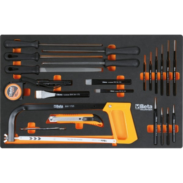 Cassettiera mobile con nove cassetti, con sistema antiribaltamento, modello lungo, e assortimento di 487 utensili Beta BW 2400S XL9/E-XL