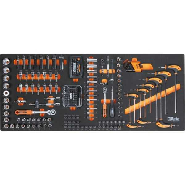 Cassettiera mobile con nove cassetti, con sistema antiribaltamento, modello lungo, e assortimento di 716 utensili Beta BW 2400S XL9/E-XXL