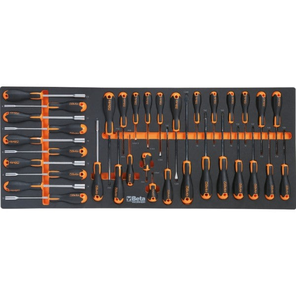 Cassettiera mobile con nove cassetti, con sistema antiribaltamento, modello lungo, e assortimento di 716 utensili Beta BW 2400S XL9/E-XXL