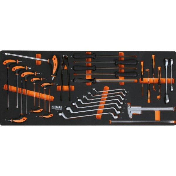 Cassettiera mobile con nove cassetti, con sistema antiribaltamento, modello lungo, e assortimento di 716 utensili Beta BW 2400S XL9/E-XXL