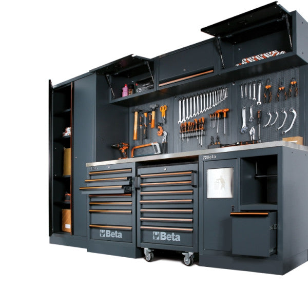 Arredo Officina Beta Utensili C45PRO 2.0 X/W piano inox o legno completo di set 268 utensili