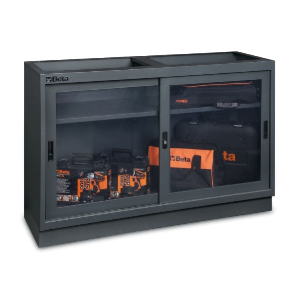 Modulo fisso da 1.360 mm con 2 ante trasparenti per arredo officina C45PRO Beta C45PRO MAT