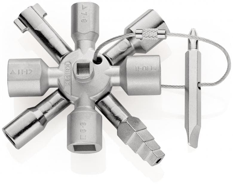 Chiavi Knipex multiuso art.00-11 01 per tutti sistemi di chiusura più comuni, corpo chiave