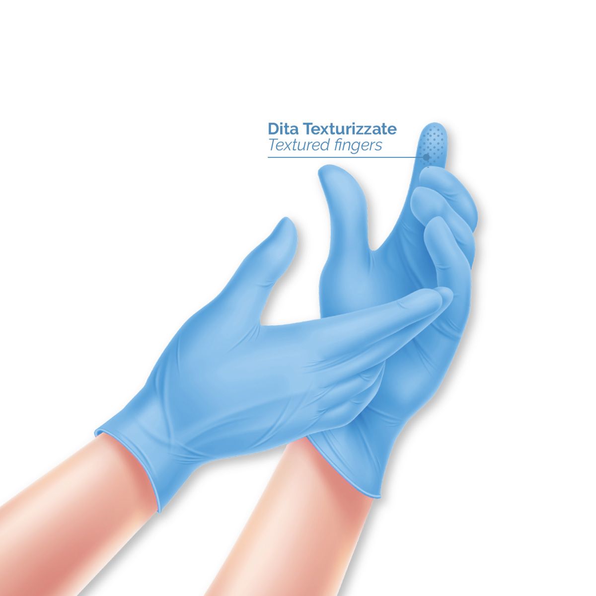 Guanti monouso azzurri Rays senza polvere nitrile GLOVELY BIOSOFT PF TYPE 35 1000pz.