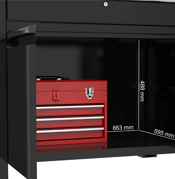 Banco da lavoro con cassetti e antine HIGH FORCE piano zincato 2mt Workshopitaly