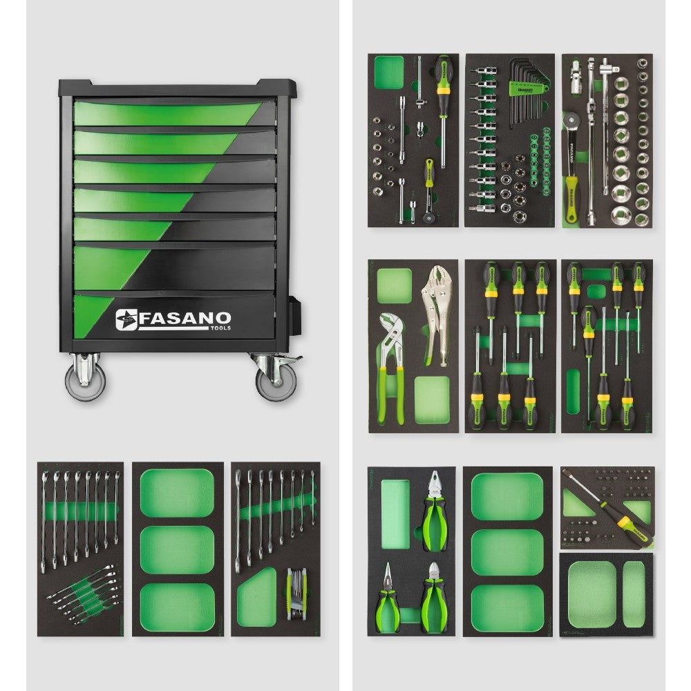 CARRELLO PORTA UTENSILI BI COLOR MOD. FG 100VD/AS175 BI COLOR + ALLESTIMENTO 175 UTENSILI