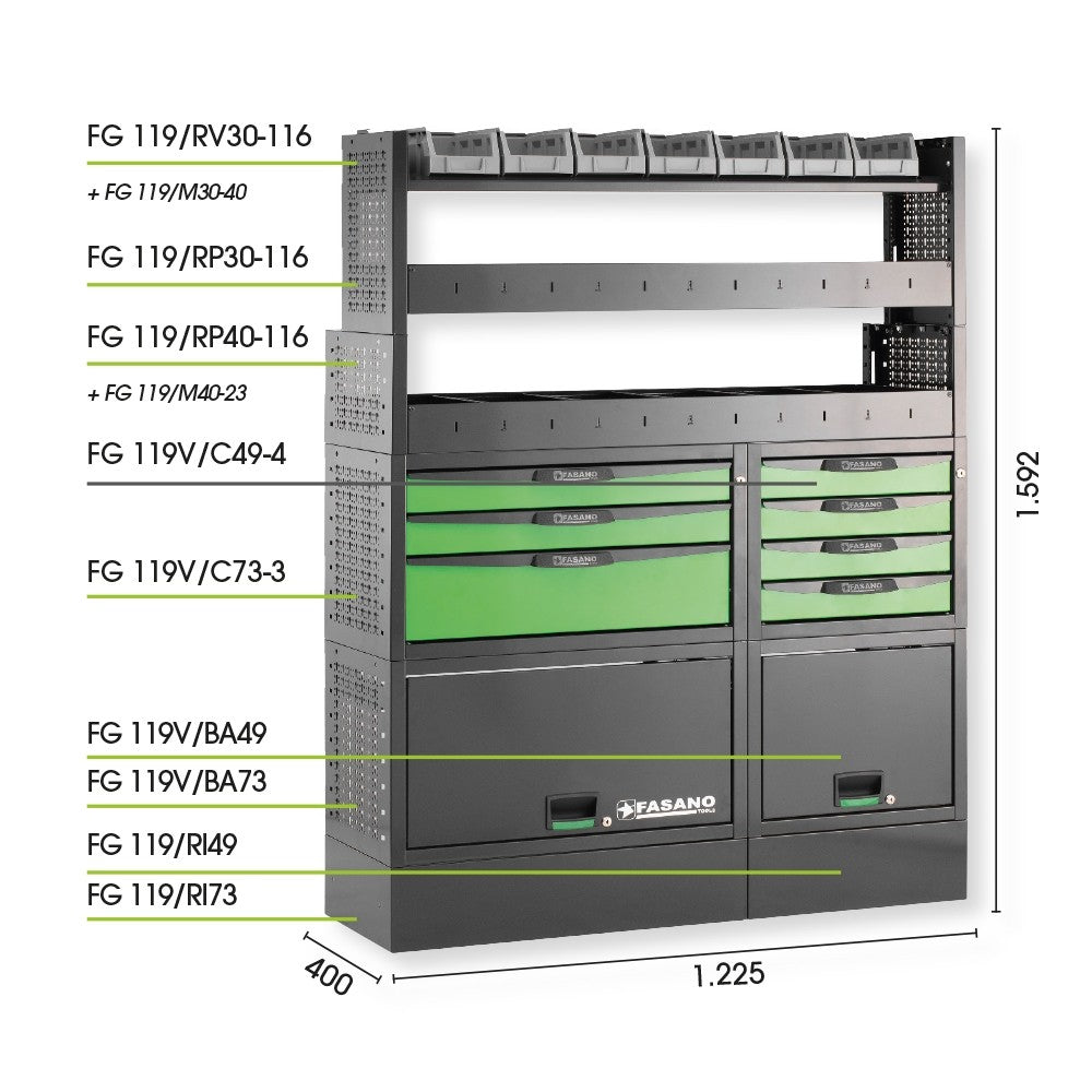 Configurazione arredo tecnico per furgoni Fasano FG 119V/CO22